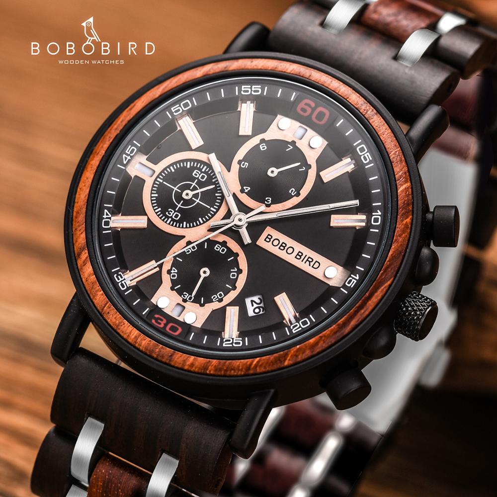 Luxury Watch Maker - メンズミリタリーウォッチ,木製ボックス,高級ブランド,自由奔放に生きるバード,メンズラグジュアリークロノグラフ