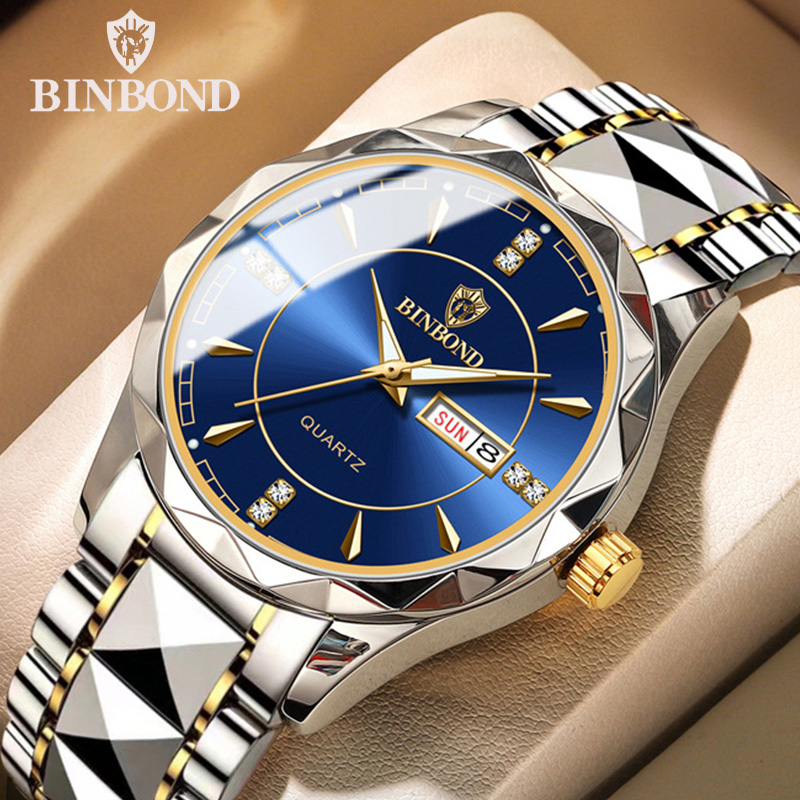 Luxury Watch Top 10 - Binbong-男性用ビジネスリストバンド、男性用クォーツ時計、腕時計、腕時計、防水、スポーツ、トップブランド、高級、b5552