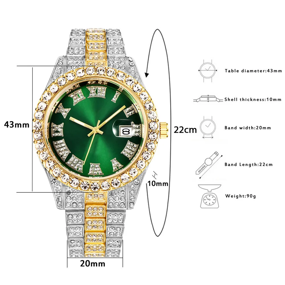 新しいヒップホップ風、ラインストーンを全面にあしらった高級ク - Luxury Watch Iceberg のレビューと価格