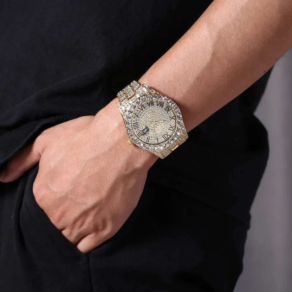 新しいヒップホップ風、ラインストーンを全面にあしらった高級ク - Luxury Watch Iceberg のレビューと価格
