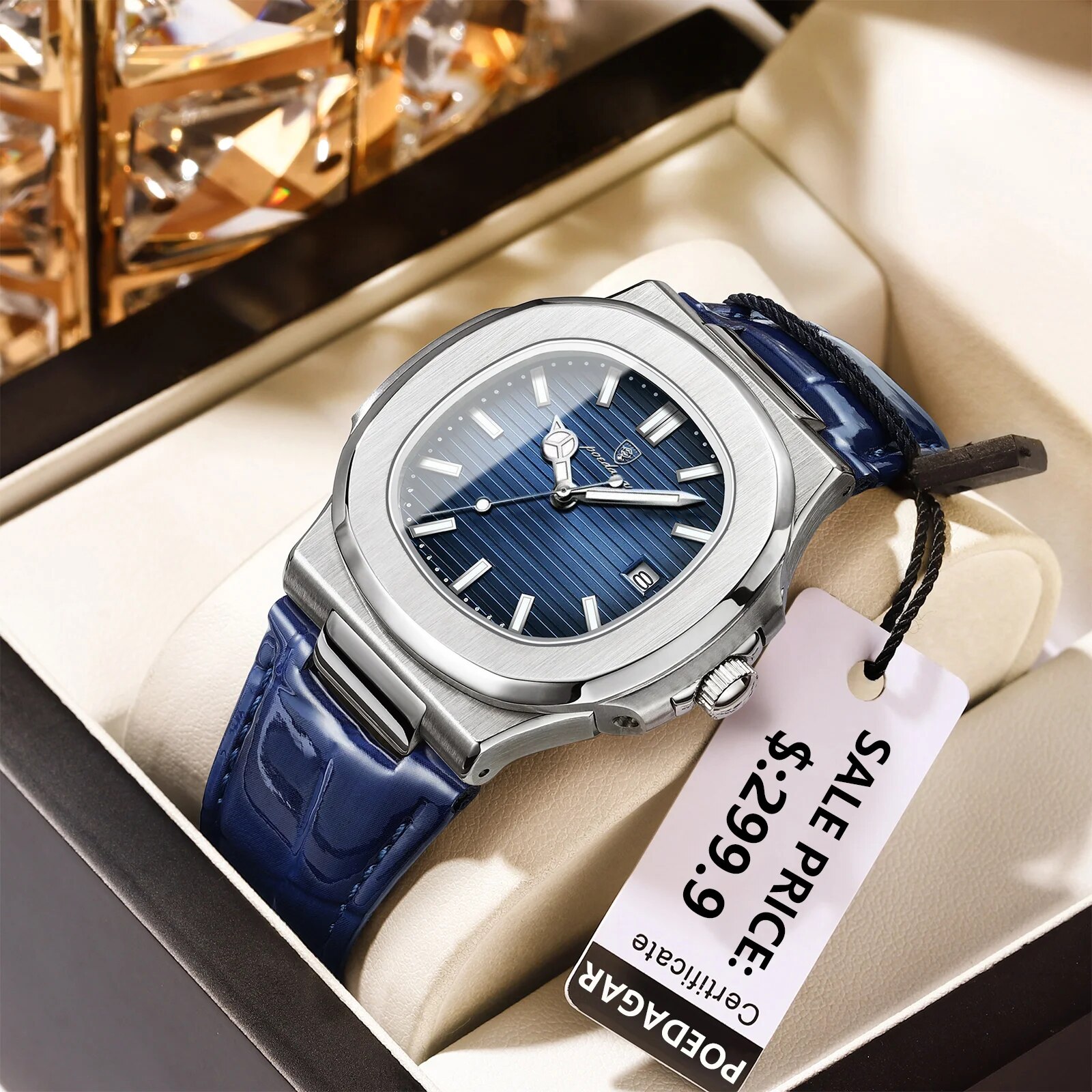 Poedagar トップ高級スクエアマン腕時計日付防水発光メ - Luxury Watch Top 10 のレビューと価格