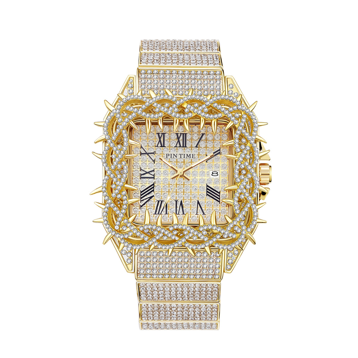 アイスアウトスクエアメンズクォーツ時計ソーンベゼルフルダイヤ - Luxury Watch Iceberg のレビューと価格