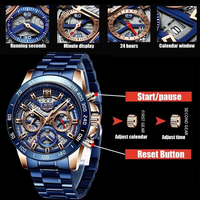 Lige 2024新作男性用高級中空時計防水スポーツクォーツ - Luxury Watch Investment のレビューと価格