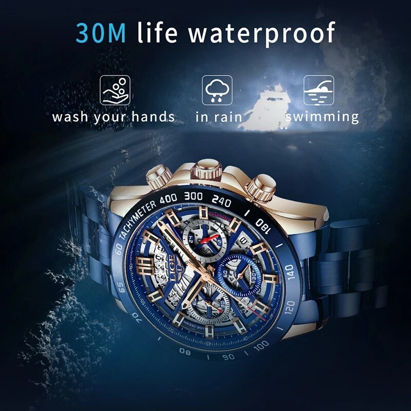 Lige 2024新作男性用高級中空時計防水スポーツクォーツ - Luxury Watch Investment のレビューと価格